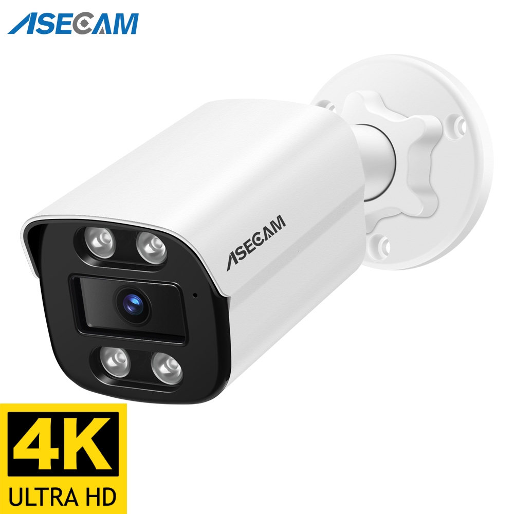 ASECAM 4K 8MP IP камера видеонаблюдения Аудио наружная POE H.265 Onvif металлическая пуля домашняя цветная видеонаблюдение уличое