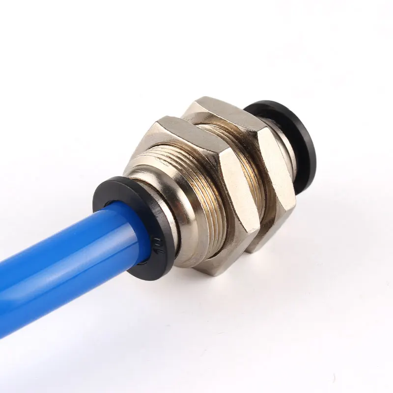 Chất Lượng Cao Màu Đen Bằng Khí Nén Lắp Đầu Nối Ống Ống Không Nhanh Phụ Kiện 3/4/6/8/10/12/14/16Mm PU PY PK PE PV SA HVFF PZA PM