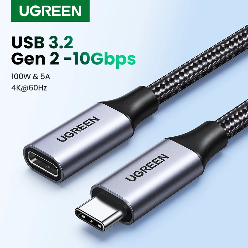 Ugreen-Cable de extensión USB tipo C, extensor USB-C Thunderbolt 3 para Xiaomi Nintendo Switch, USB 3,1