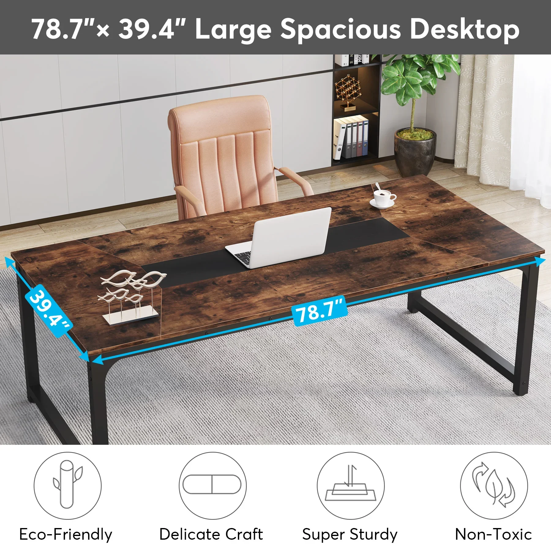 Tribesigns Modern Computer Desk 70.8 inch Large Executive Office Desk Study Writing Desk Workstation Computer Table
