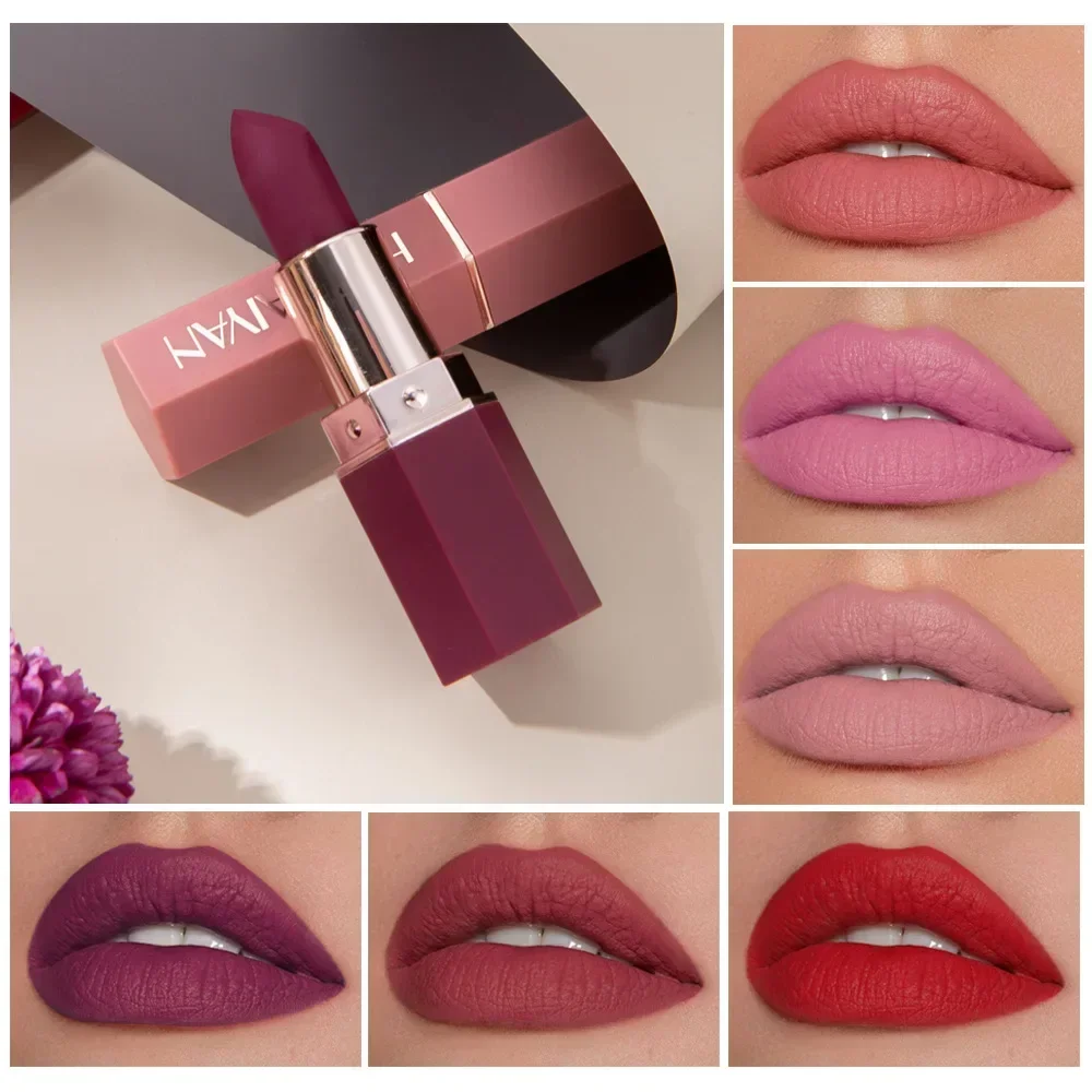 Lápiz labial mate desnudo, resistente al agua, taza antiadherente de larga duración, lápiz labial que no se decolora, lápices labiales de terciopelo rojo y rosa, cosméticos de maquillaje