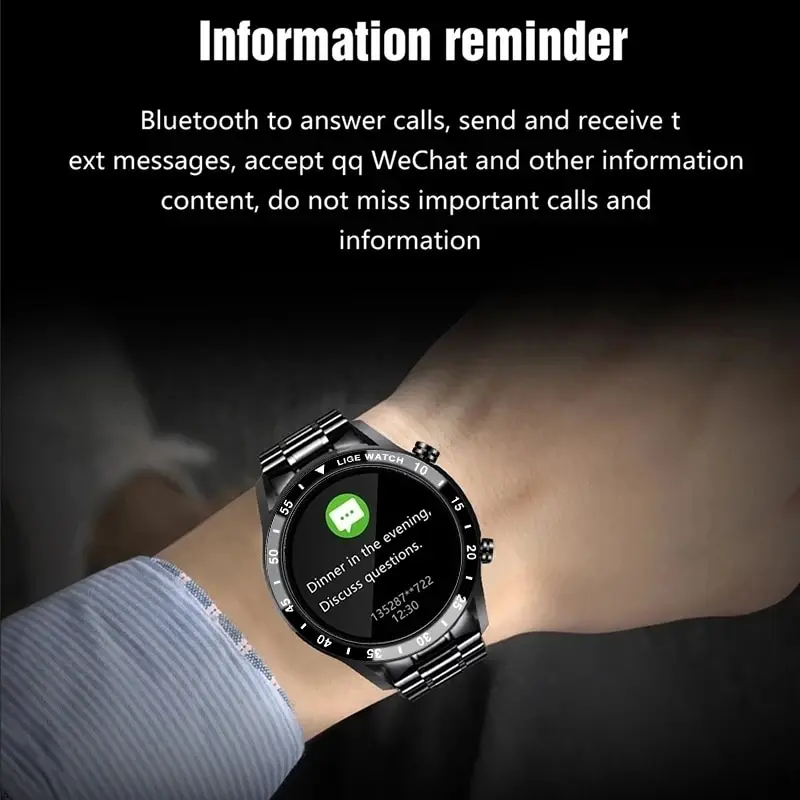 Reloj inteligente 2024 LIGE con pantalla táctil de círculo completo para hombre, reloj deportivo con caja +