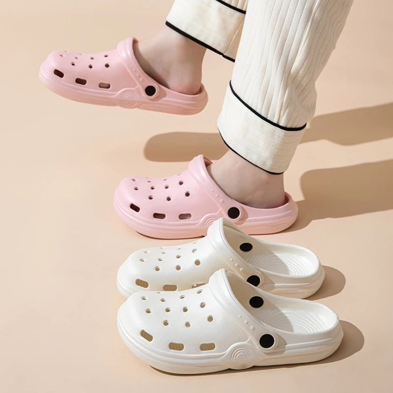 ผู้หญิงรองเท้าแตะชายหาดฤดูร้อน Casual Garden Clogs กลางแจ้งรองเท้าแตะปิดนิ้วเท้าสําหรับชายคู่ลื่น House รองเท้าแตะอาบน้ํา
