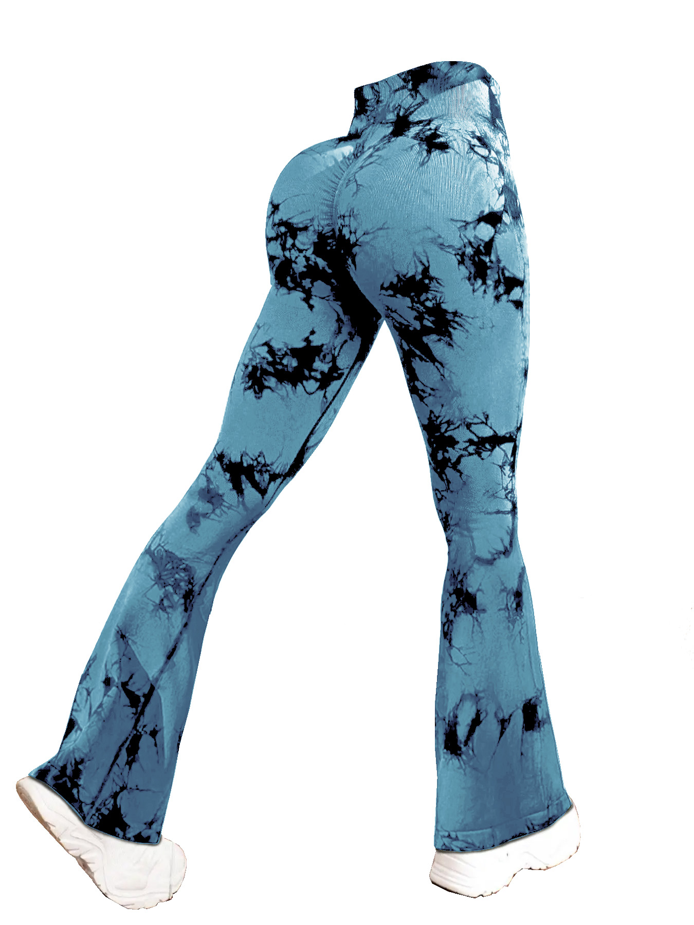 Tie-Dye Hoge Taille Buikcontrole Yoga Oefening Wijd Uitlopende Broek