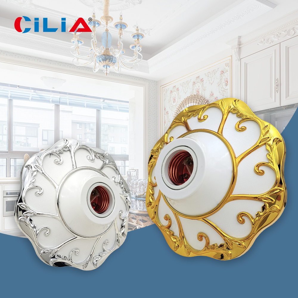 1/2 Stück E26/E27 farbige Pendelleuchtenhalter – runde Fassung mit festem Sockel