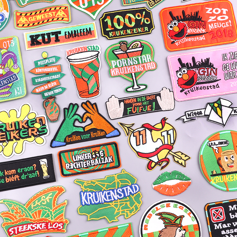 Carnival  Kruikenstad Emblem Green & Orange Embroidery Patches For Clothing Applique Celebration Gift Iron On Patch On Clothes