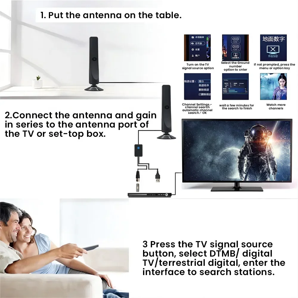 4K UHD Digital TV Antennenverstärker Signalverstärker Indoor 50 Meilen High Gain Signalempfänger Satellitenschüssel Fernseher Empfänger