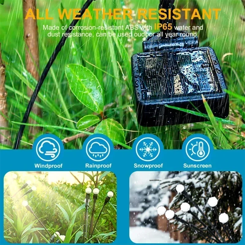 1PC 8/10Led Solar Garden Firefly Light Outdoor Waterproof Starburst Swing Decorative Lamp for Path Yard Patio Pathway Landscape