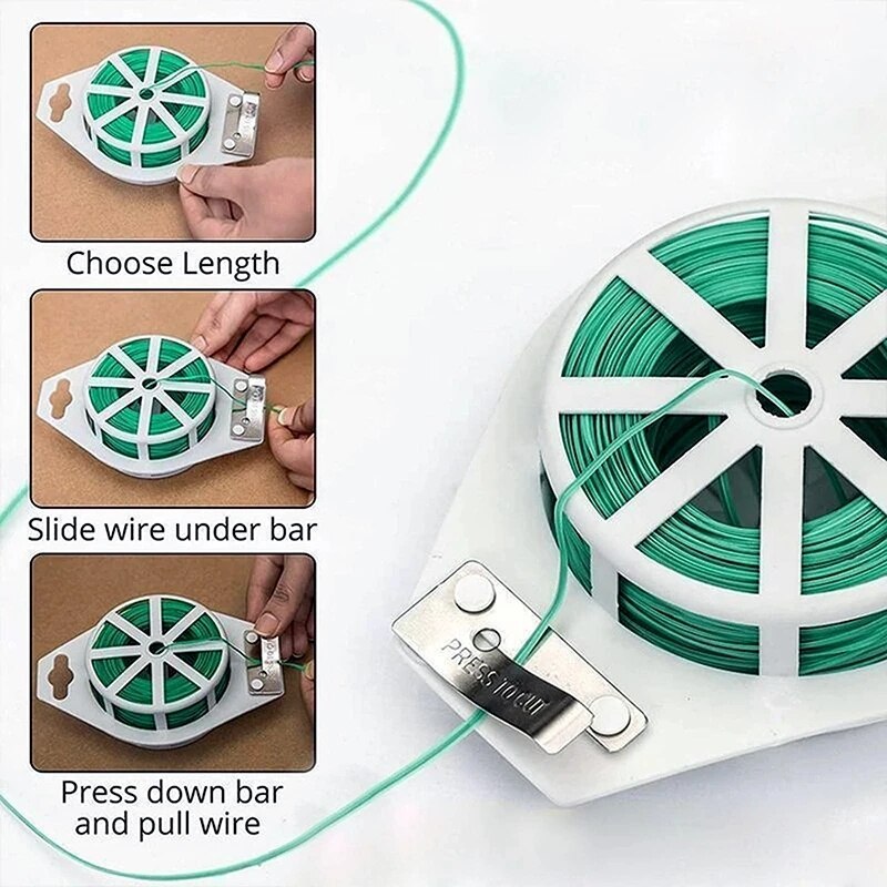 1ロール100m多機能プラスチックスチールツイストネクタイ丈夫再利用可能庭花植物サポートストラップタイ