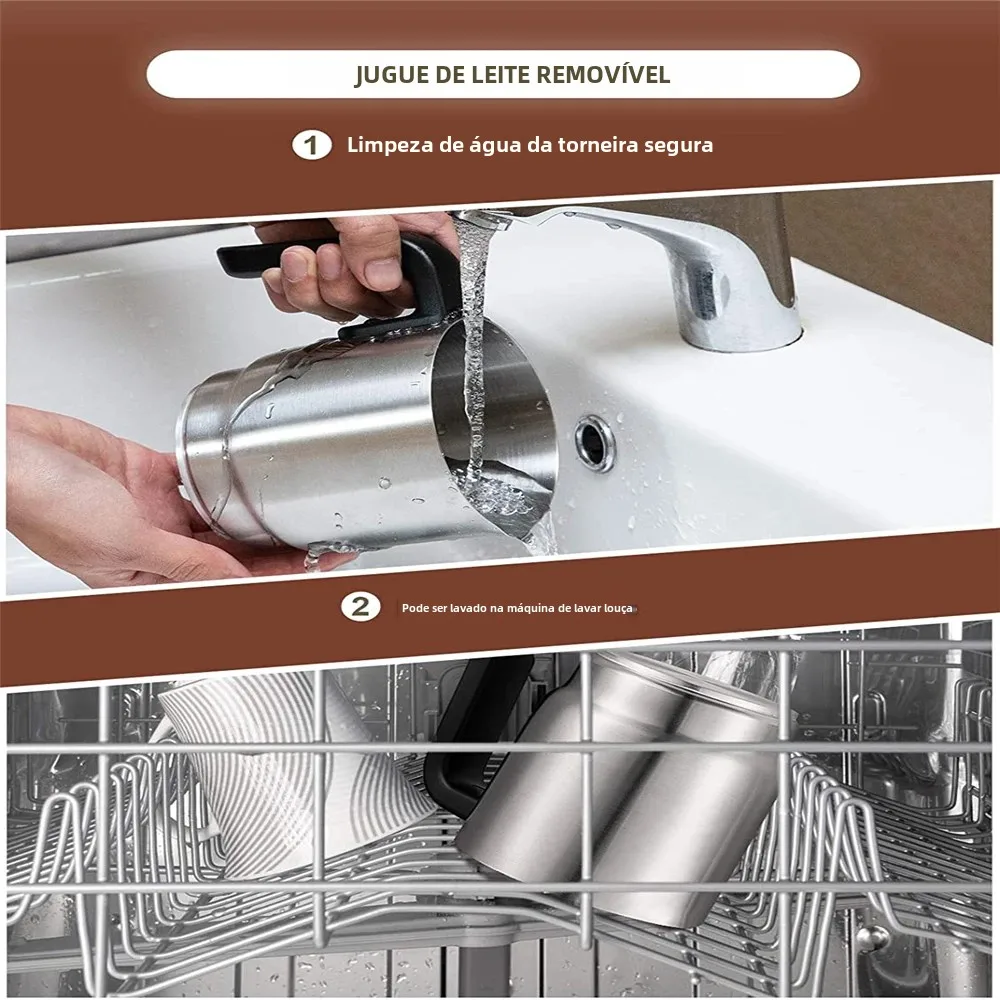 Devisib 4 em 1 batedor de leite automático elétrico espuma mágica instantânea 350ml jarro de aço inoxidável máquina de lavar louça segura quente e fria