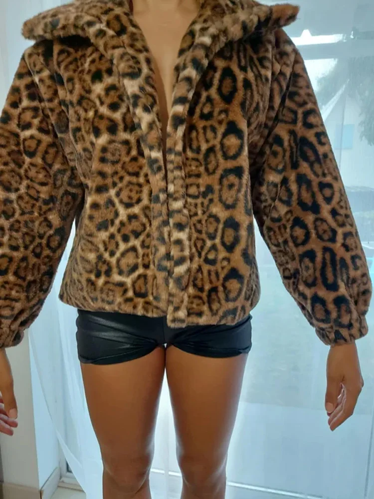 Ropa de abrigo holgada informal para mujer, Tops de otoño e invierno, abrigos con estampado de leopardo a la moda, chaquetas, cárdigan, ropa