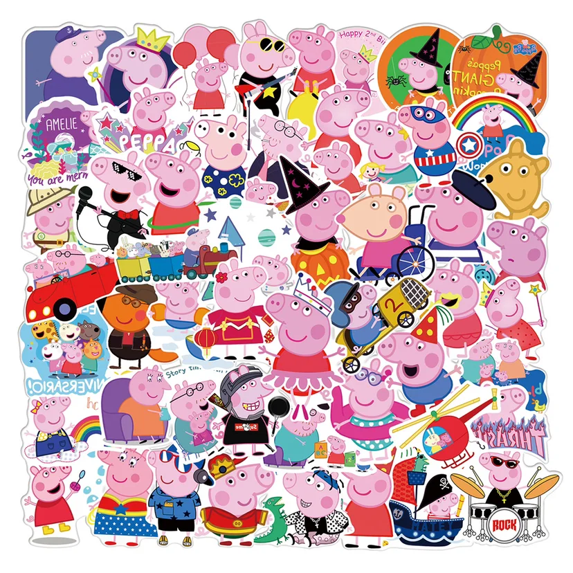 100 Uds no repetido nuevo dibujos animados Anime lindo Peppa Pig niños pegatina