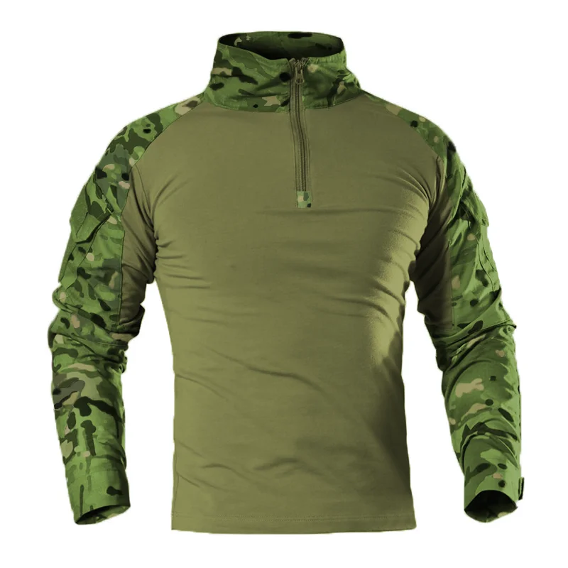 Camisetas tácticas para senderismo al aire libre para hombre, camisa de combate militar del ejército CP de camuflaje de manga larga para caza y escalada, ropa deportiva de algodón