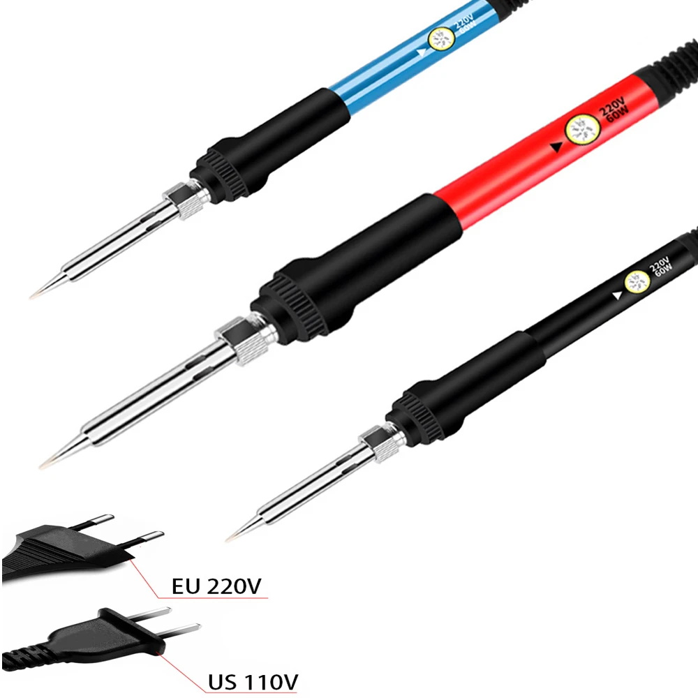 EU US 220V 110V 60W Welding Solder Rework Station Heat Pencil Tips Repair Tool Adjustable Temperature Electric Soldering Iron