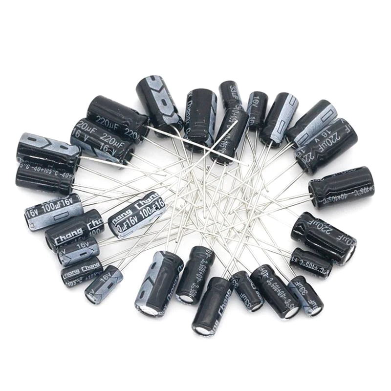 1 juego de 120 Uds 12 valores 0,22 UF-470 UF kit surtido de condensadores electrolíticos de aluminio paquete