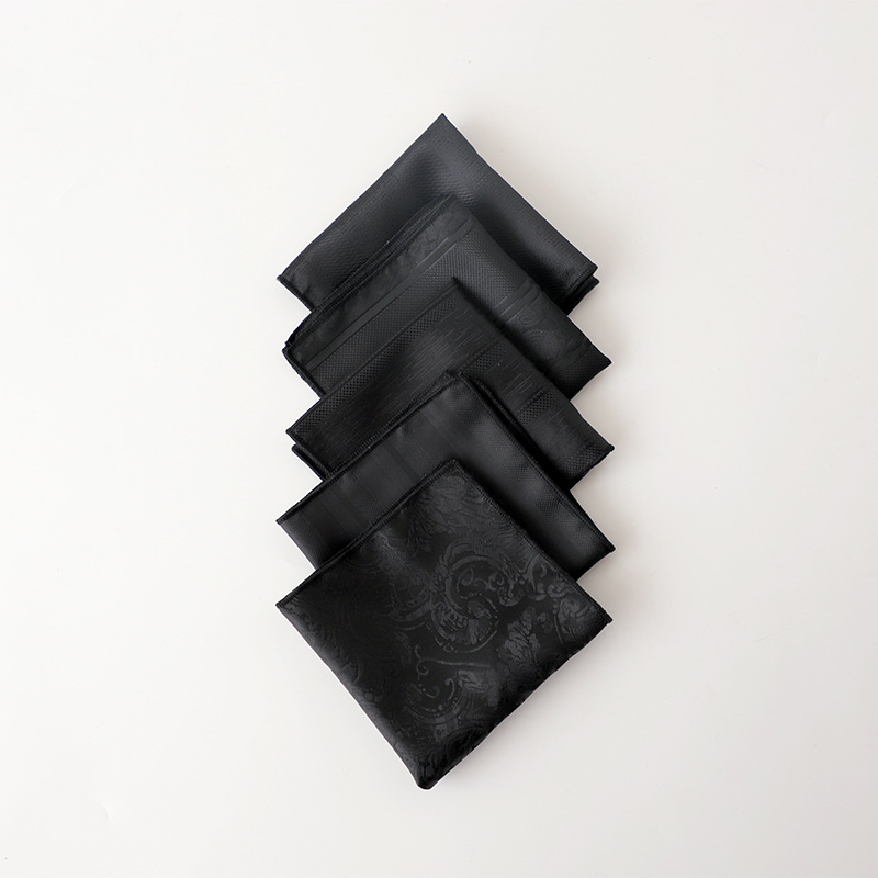 Gentleman 22 cm Zwart Pochet Voor Mannen Zakelijke Formele Zakdoek Britse Polyester Paisley Dots Hanky Pak Sjaal Borst