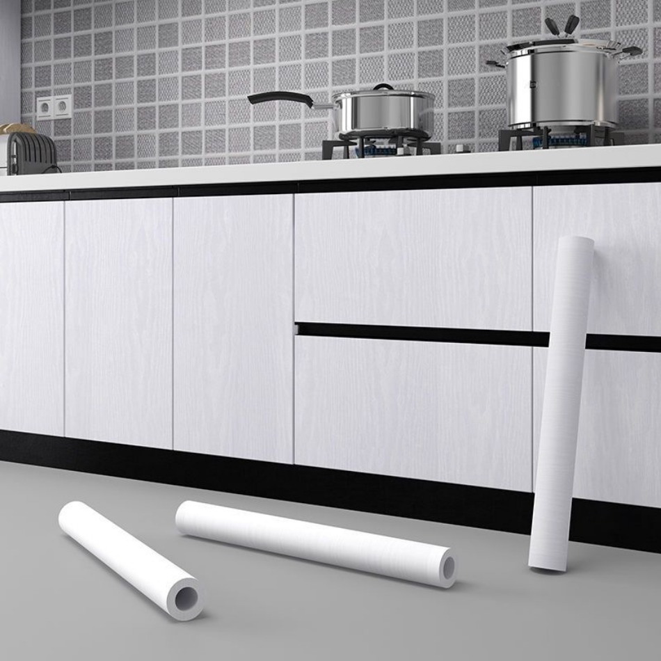 Muebles キッチンキャビネット戸棚耐油自己粘着木製 PVC 家具ステッカールームインテリア防水厚い壁ステッカー