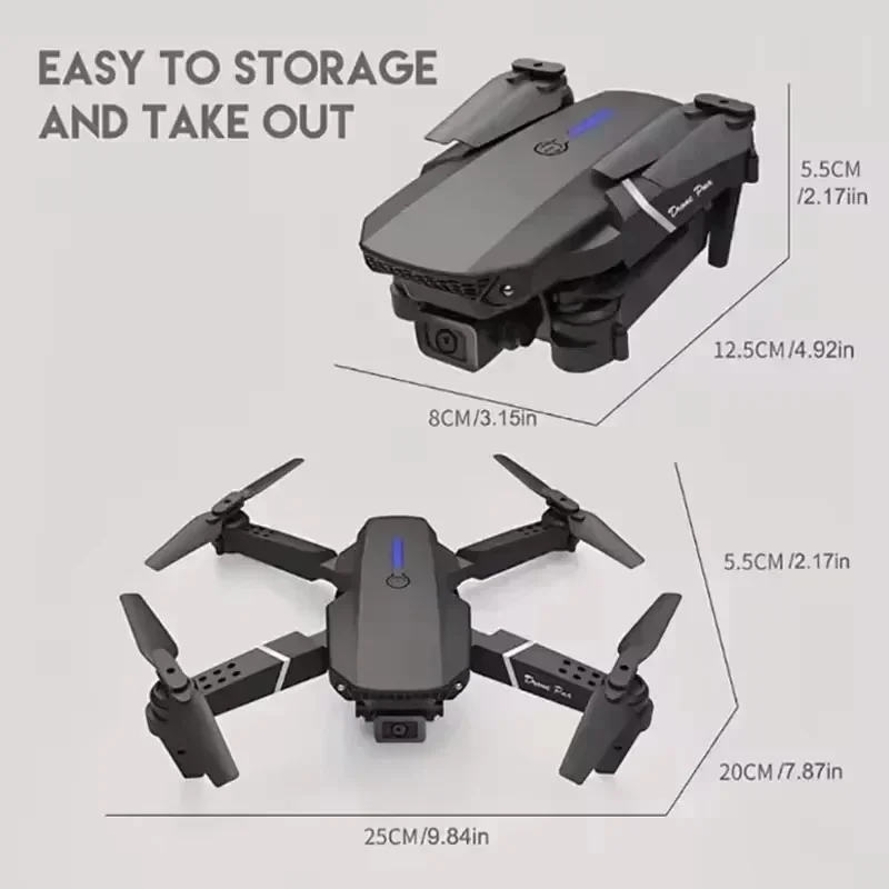 Foldable E88Pro RC Drone with 8K Professional Dual HD Camera 1080P Wide Angle WIFI FPV Helicopter Height Hold​