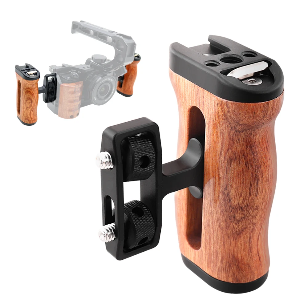 Universal Kamera Käfig Links/Rechts Seite Griff für Sony Canon Nikon Kamera Käfig Holzgriff Grip Kalten Schuh für mic Video Licht