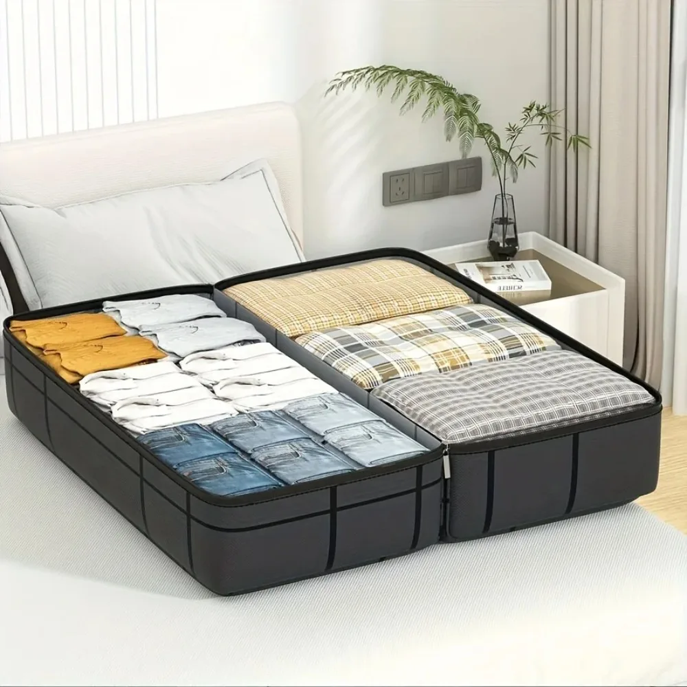 1PC Large Capacity and Super Load-bearing Black Composite Material Storage Bag, Dustproof and Moisture-proof with Zipper