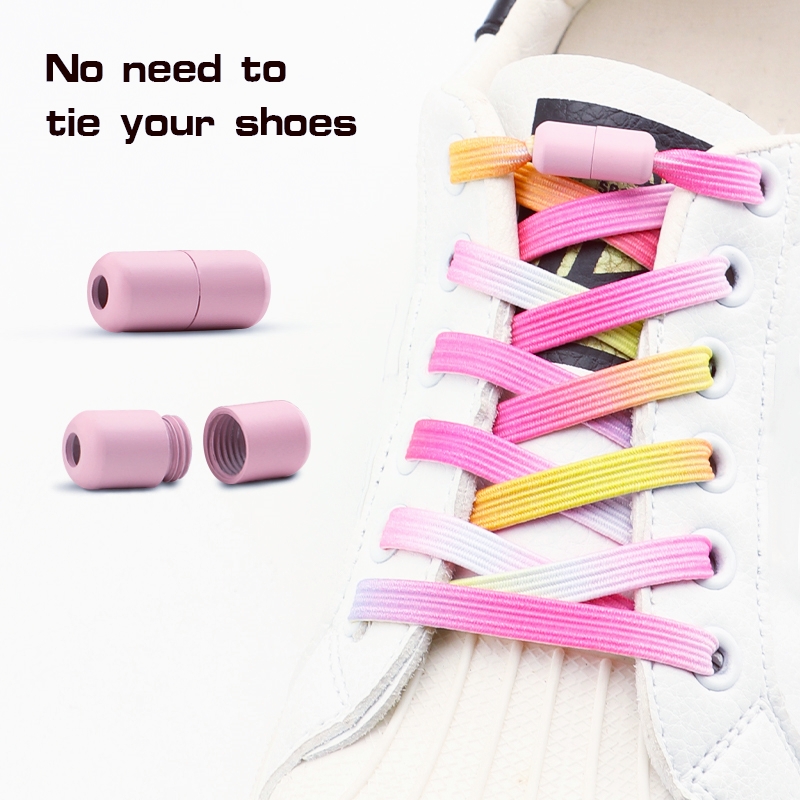 1 par de cadarços coloridos sem laços crianças adulto 0.7cm cadarço plano para sapatos cadarços elásticos tênis sem laço cadarços de sapato