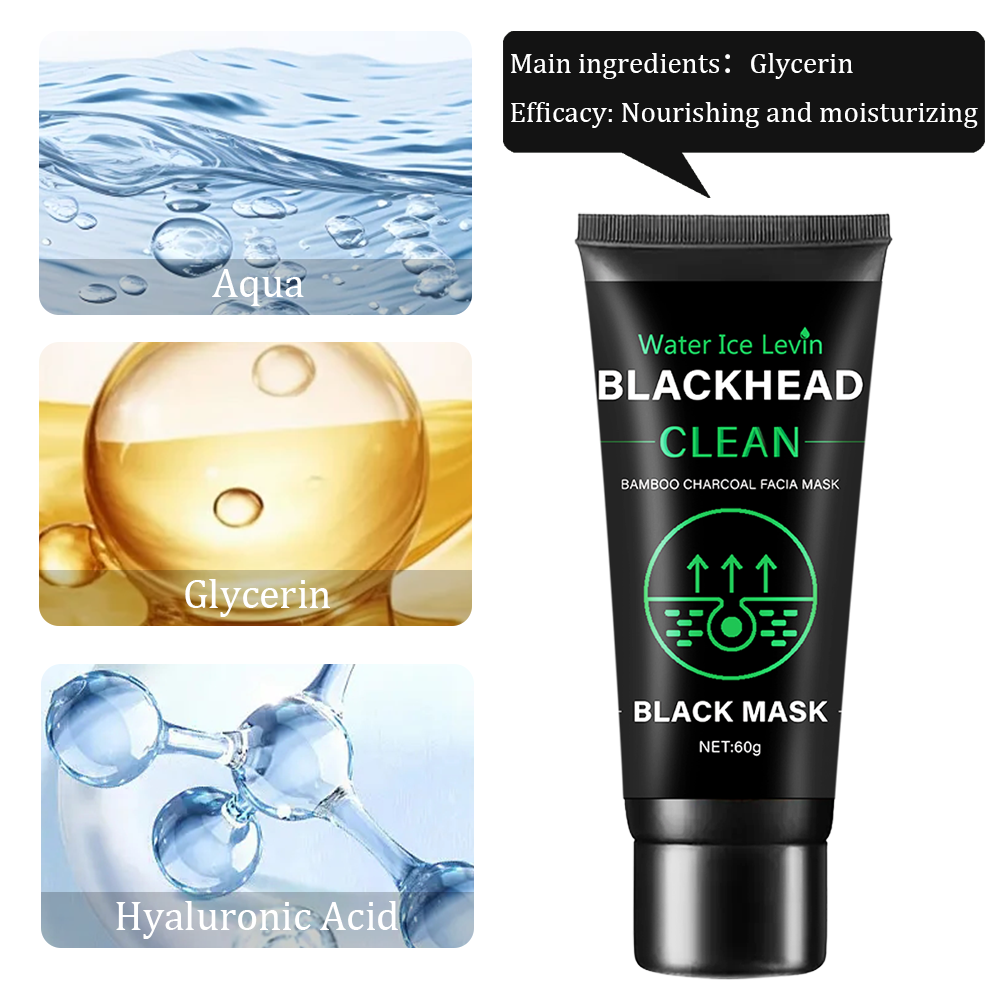 60g Bamboe Houtskoolvezel Masker Mee-eter Verwijderen Diep Masker Diepe Reiniging Reiniging Exfoliërende Masker Behandeling Zwart Masker