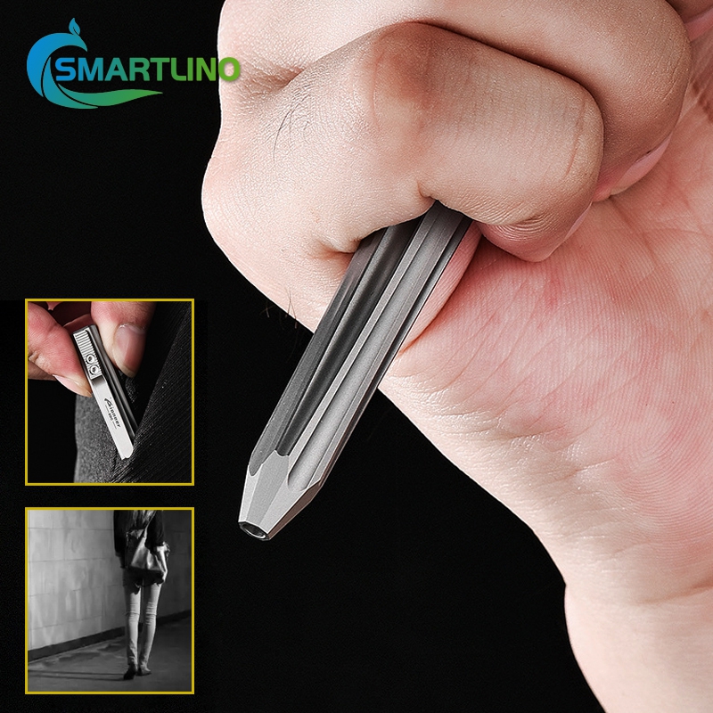 Press Type Titanium Tactical Pen with Glass Breaker for Emergency Survival Security Protection Personal Defense Tools