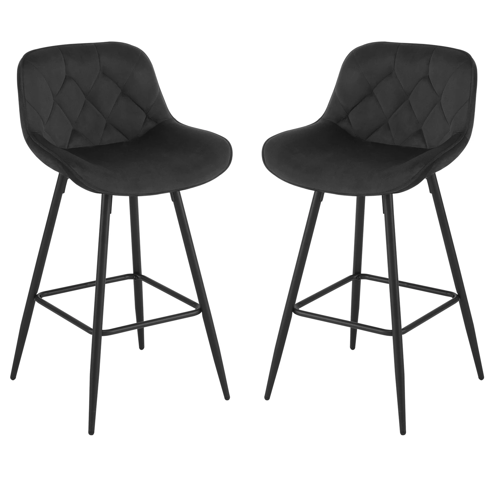 WOLTU 2 TEILE/SATZ Barhocker Samt Barstühle mit Rückenlehne Ergonomische Bistrostühle Gepolsterter Hocker für Pub Bar Kücheninsel