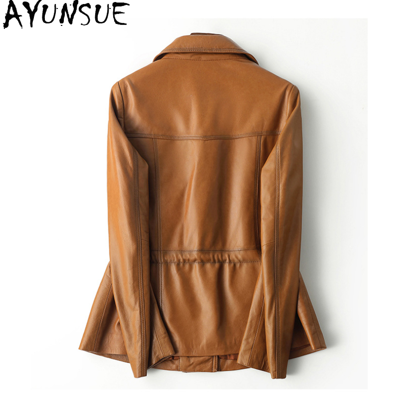 AYUNSUE หนังแกะจริงแจ็คเก็ตหนังผู้หญิงสั้นใหม่ใน Outerwears แฟชั่นฤดูใบไม้ร่วงเสื้อผ้า 2024 ผู้หญิง Slim 
