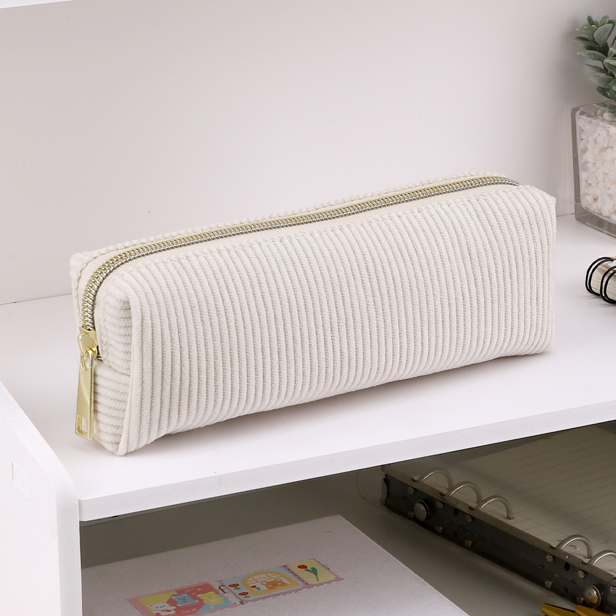 Estojo de veludo para lápis, grande capacidade, papelaria, cor sólida, kawaii, kalemlik, material escolar, bolsa de lápis