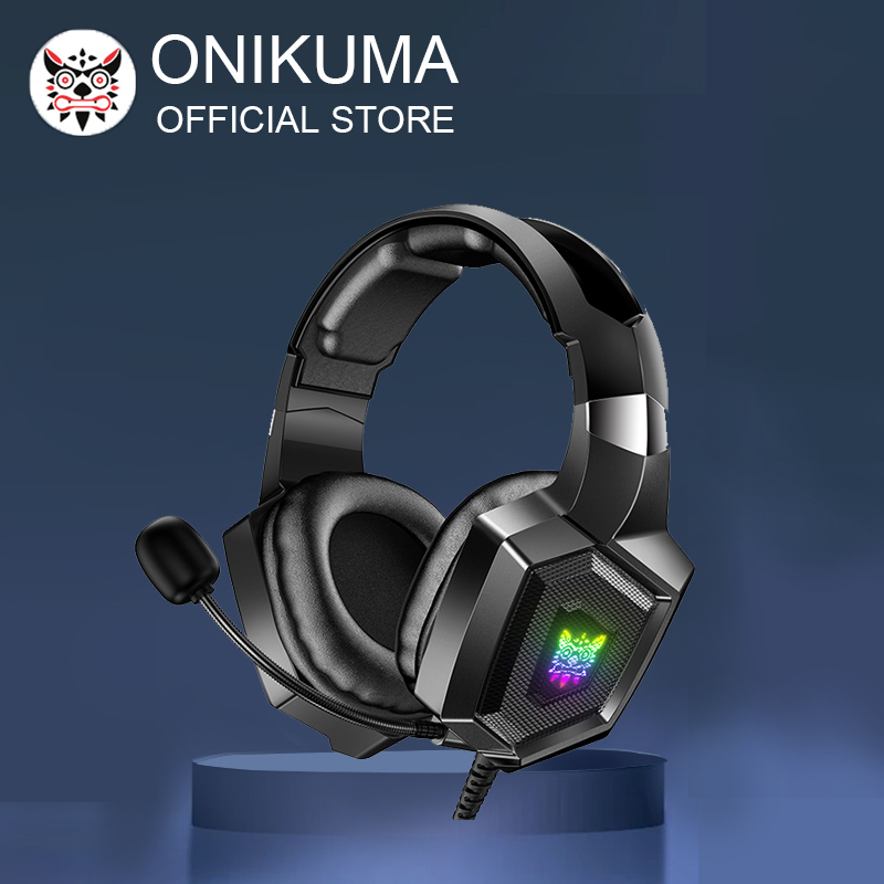 ONIKUMA K8 Kabelgebundene Gaming-Kopfhörer mit flexiblem HD-Mikrofon, RGB-Lichteffekt, Over-Ear-Headset mit Kabel, Gamer für PC-Gaming, Xbox