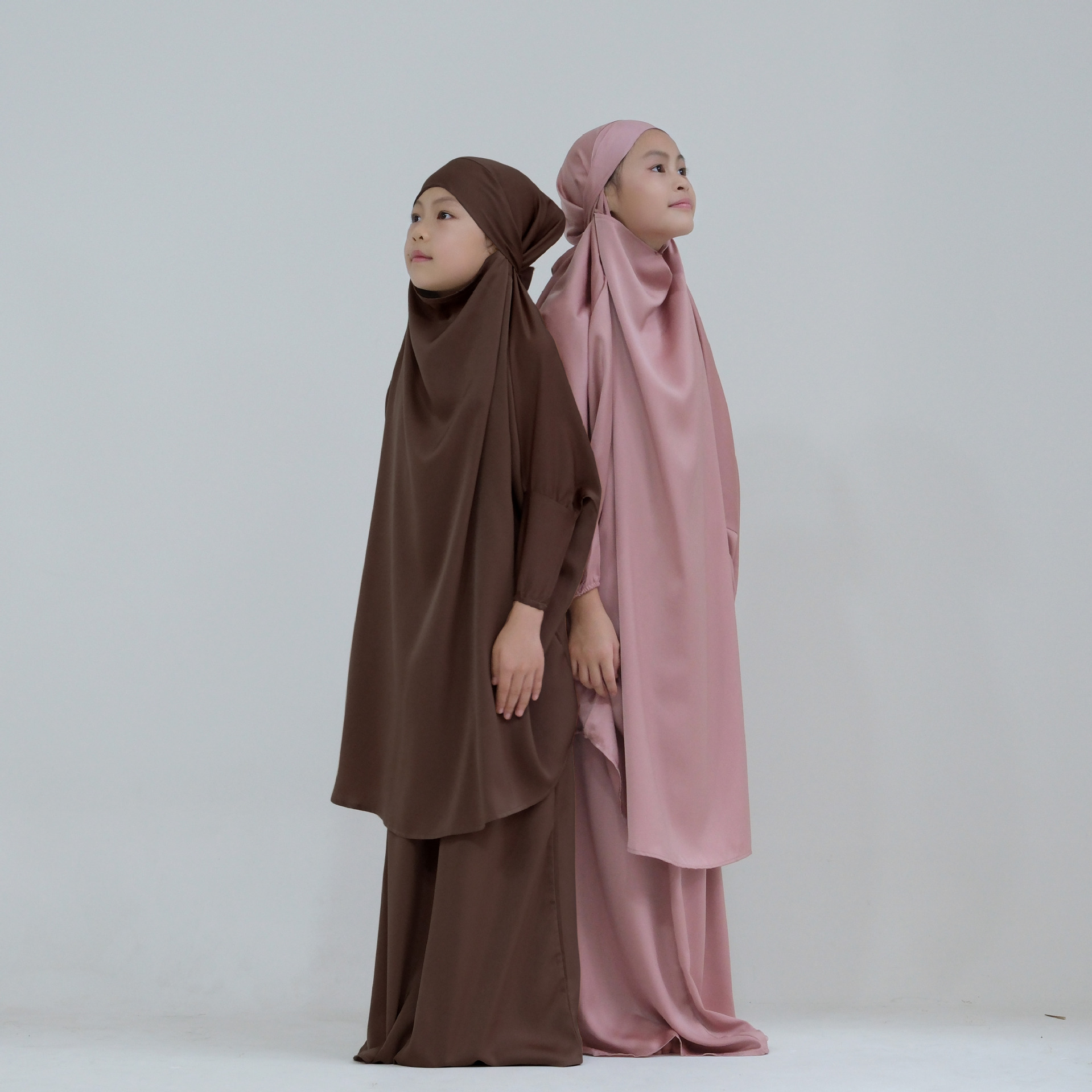 Eid Ramadán musulmán niños niñas Hijab vestido con capucha falda Khimar Abaya prière prenda ropa islámica cubierta completa Burqa Niqab 2 uds