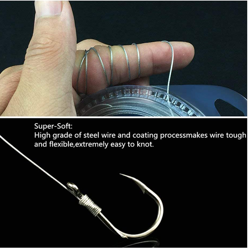 PRO BEROS Edelstahl-Angelschnur, 10 m, 7 Stränge, 10 lb-200 lb, spurlos, mit Nylon beschichtet, hochfester Köderführerdraht für Salzwasser