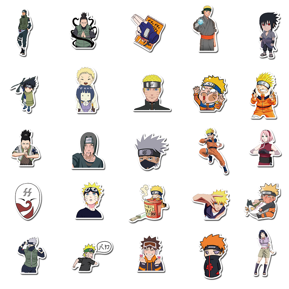 50 pçs naruto adesivos anime dos desenhos animados uzumaki naruto telefone guitarra skate portátil decoração graffiti adesivo criança decalque presente brinquedo