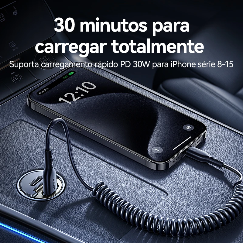 Joyroom-puxar o carregador do carro do anel, USB tipo-C, portas rápidas duplas, carregamento rápido, mini carregador do telefone, acessórios do carro, PD, QC, 30W