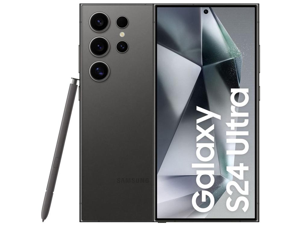 Smartphone Samsung Galaxy S24 Ultra 6,8" Galaxy AI 256GB Titânio Preto 5G 12GB RAM Câm. Quádrupla 200MP + Selfie 12MP 5000mAh