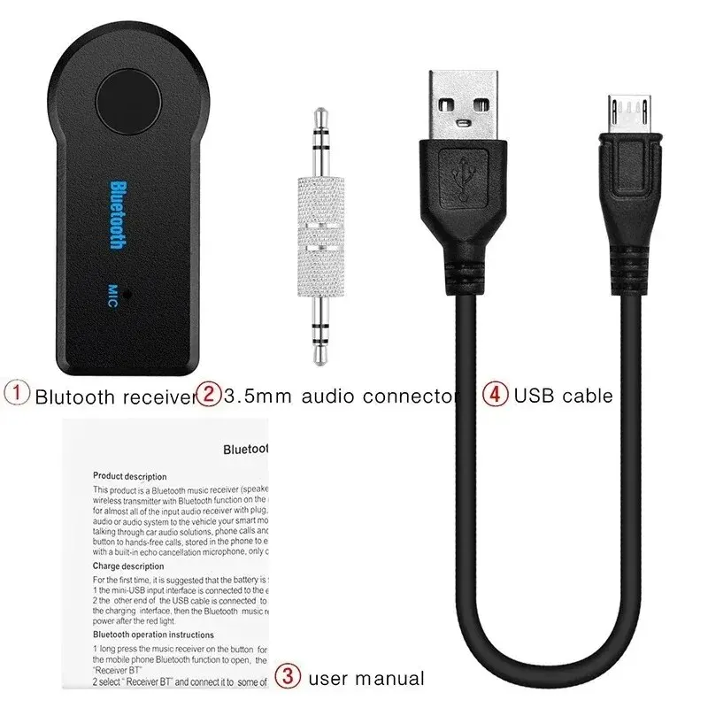 2 in 1 Wireless Bluetooth 5.0 ตัวรับสัญญาณอะแดปเตอร์แจ็ค 3.5 มม.สําหรับเครื่องเสียงรถยนต์ Aux A2dp หูฟัง Reciever แฮนด์ฟรี