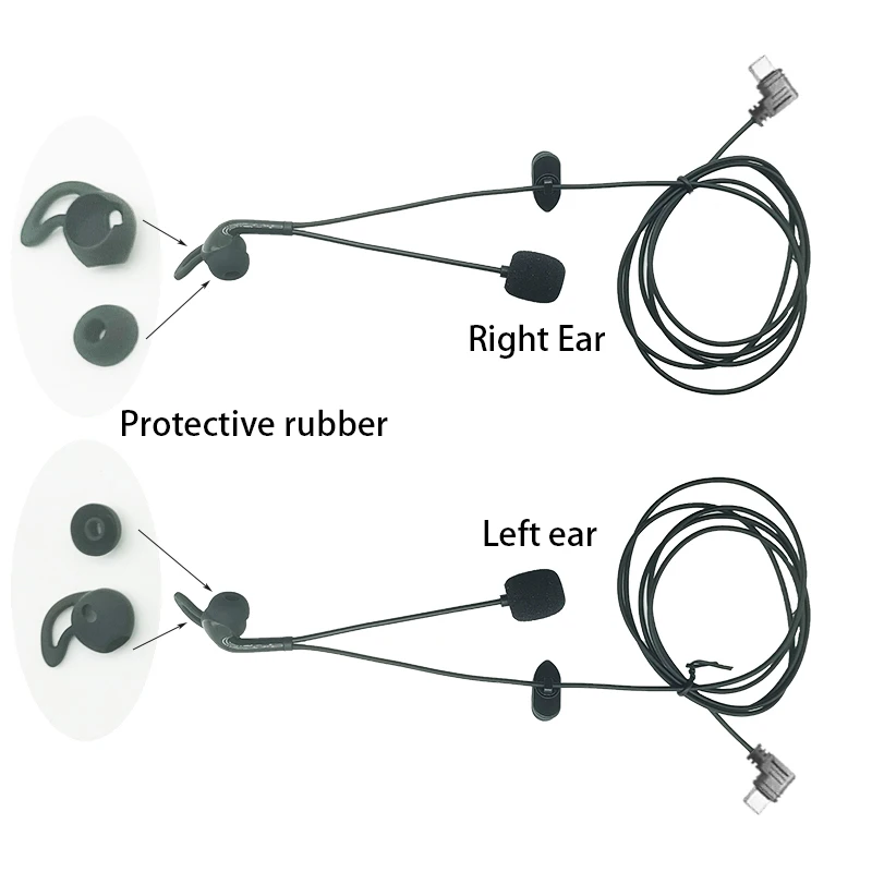 Fone de ouvido intra-auricular para árbitro, interface tipo C, adequado para EJEAS V6 Pro + /V4 Plus, capacete de motocicleta, intercomunicador Bluetooth