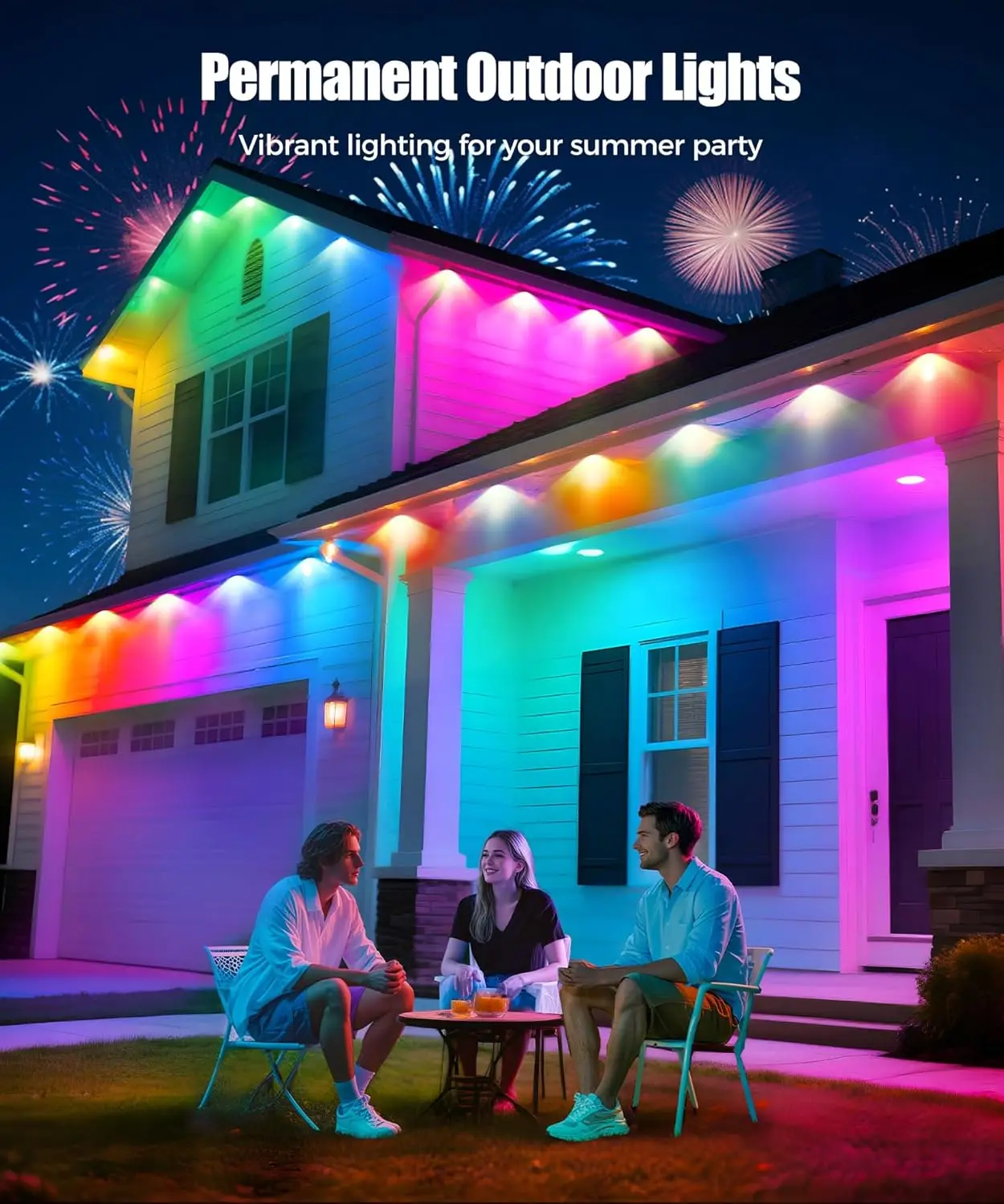 Inteligentne lampki LED RGB na parapet 60M, sterowane aplikacją i pilotem, IP67, trwałe, zewnętrzne, do domu, na Nowy Rok, Boże Narodzenie, urodziny, oświetlenie DIY