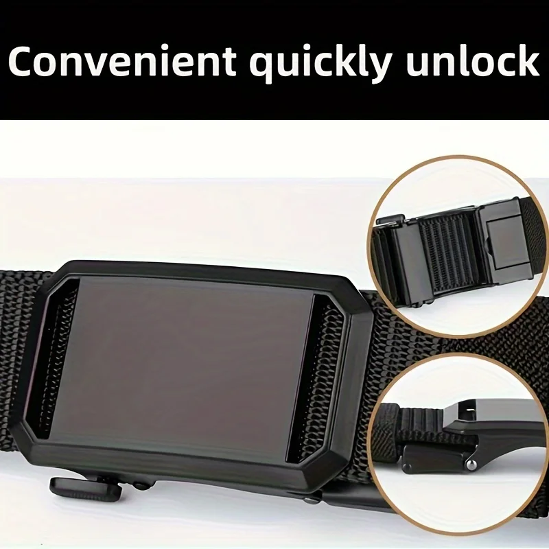 New Automatic Buckle Belt, Canvas Tactical Workwear Casual Outdoor Military Training Pants Belt For Men