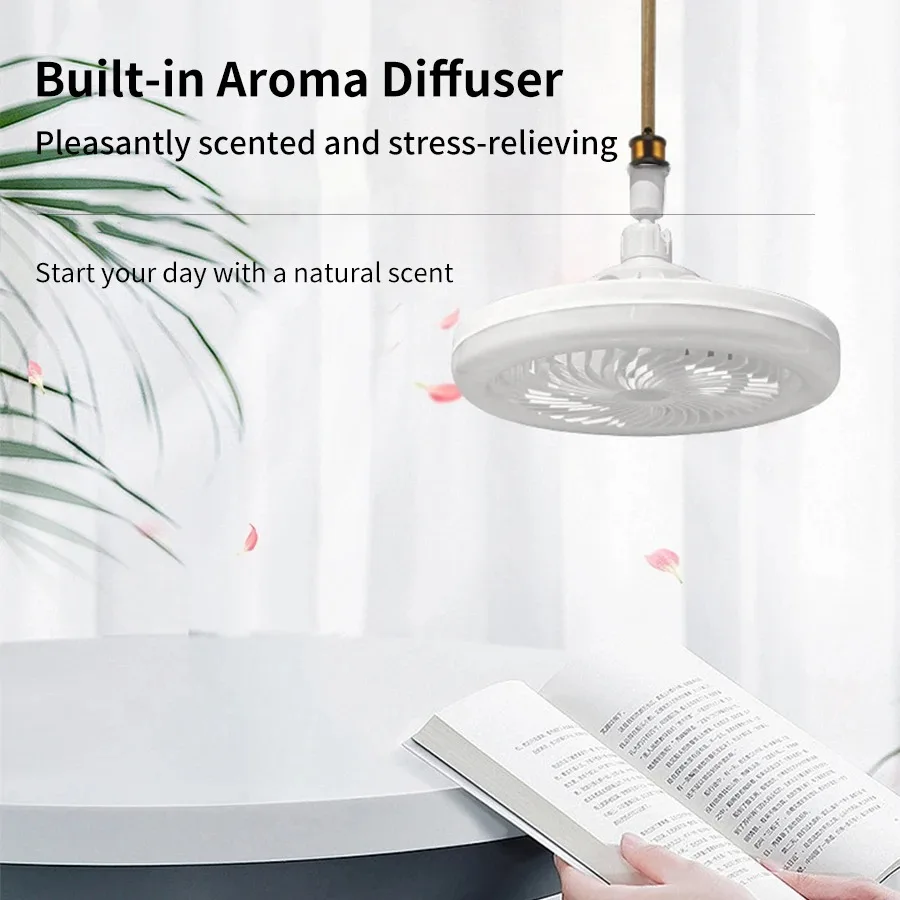 Lumière de ventilateur aromatique, adaptée au ventilateur de plafond Invisible oscillant de salon de chambre à coucher avec télécommande à vitesse Variable