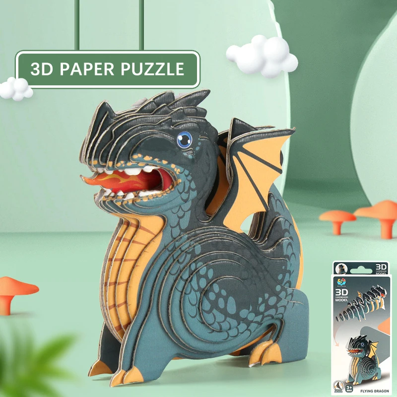 Dinosaurier 3d Papier Puzzle für Kinder pädagogische Montessori Spielzeug lustige DIY manuelle Montage drei dimensionale Modell Spielzeug für Jungen Mädchen
