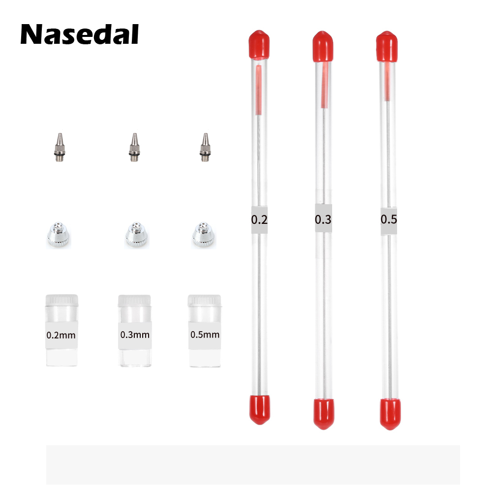 Boquilla de aerógrafo de 0,2mm, 0,3mm, 0,5mm, reemplazo de aguja para MODELO DE PISTOLA DE PULVERIZACIÓN, accesorios para herramientas de mantenimiento de pintura