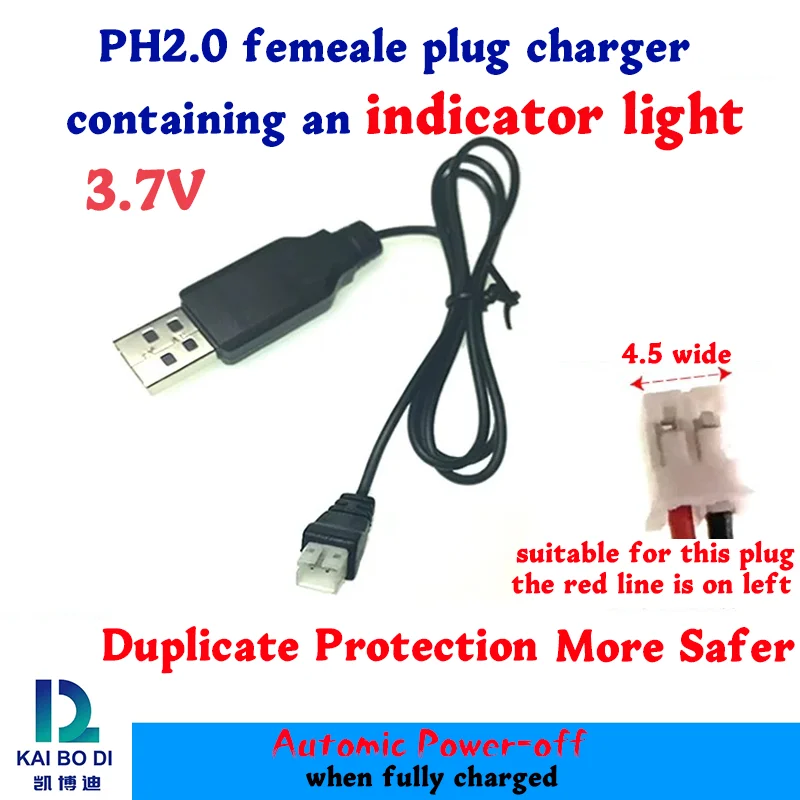 Luz inteligente do carregador FPV USB, interface fêmea, drone automático, 3.7V