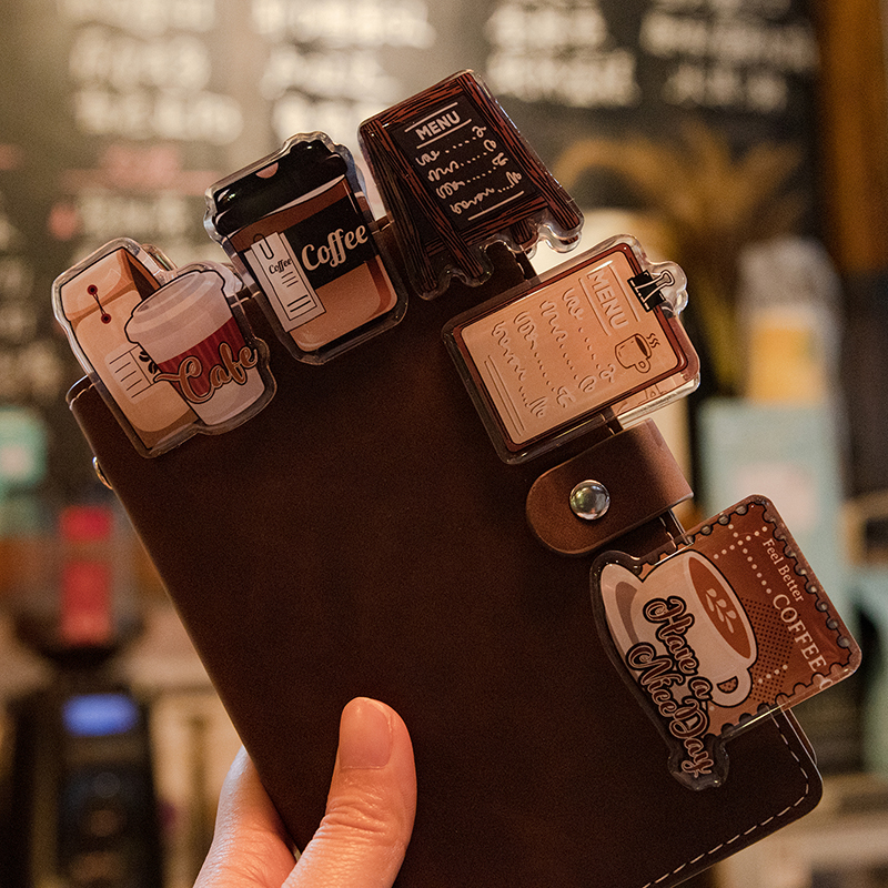 Yoofun 2 Stück niedliche Kaffeezeit-Clips aus Acryl für Tagebuch, Scrapbooking, Planer, Fotonotizen, Schreibwaren