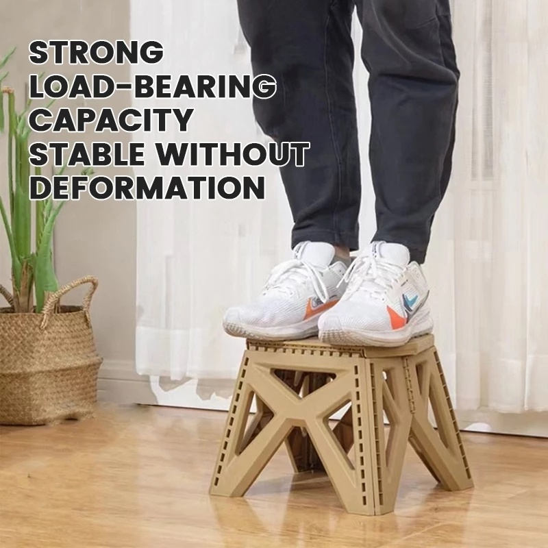 Portable Folding Chair Handheld Plastic Outdoor Camping Chair High Load Bearing Durable Folding Step Stool for Kids or Adults