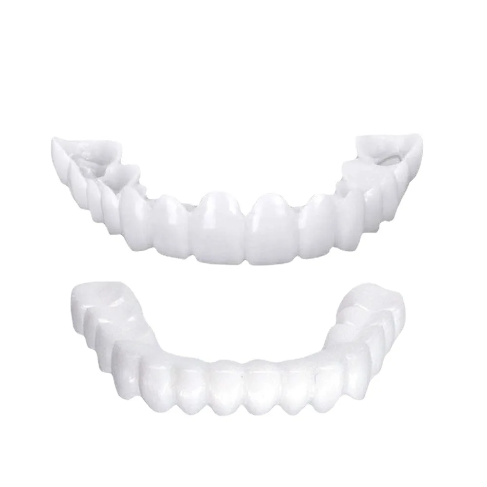 Upper Lower Fake Teeth Cover Perfect Bright Veneers Comfort Fit Flex Dentures Braces Whitening Toy