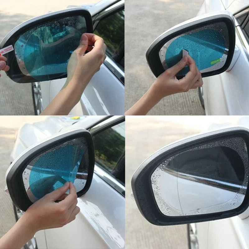 2 uds pegatina de coche película impermeable para espejo retrovisor de coche película de lluvia para espejo retrovisor de coche vista clara en días lluviosos
