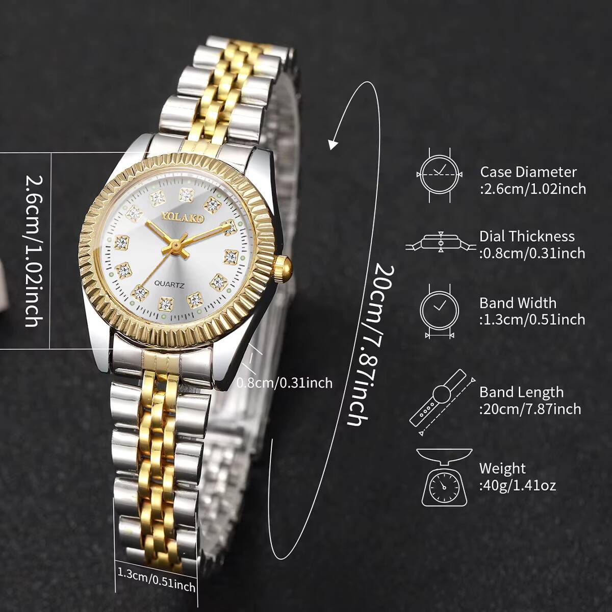Mode Strass Vrouwen Quartz Horloge Kalender Horloge Klok Gift Reloj Mujer (Zonder Doos)