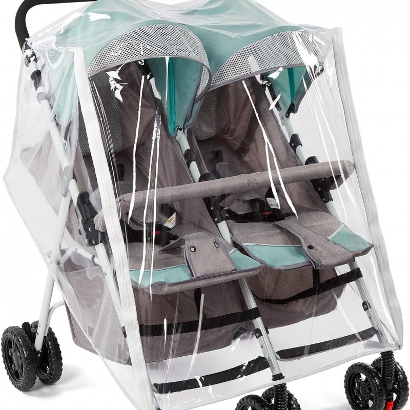 Twin Baby Stroller Rain Cover Windshield Double Front and Rear Stroller Universal Rainproof Cozy Stroller Raincoat
